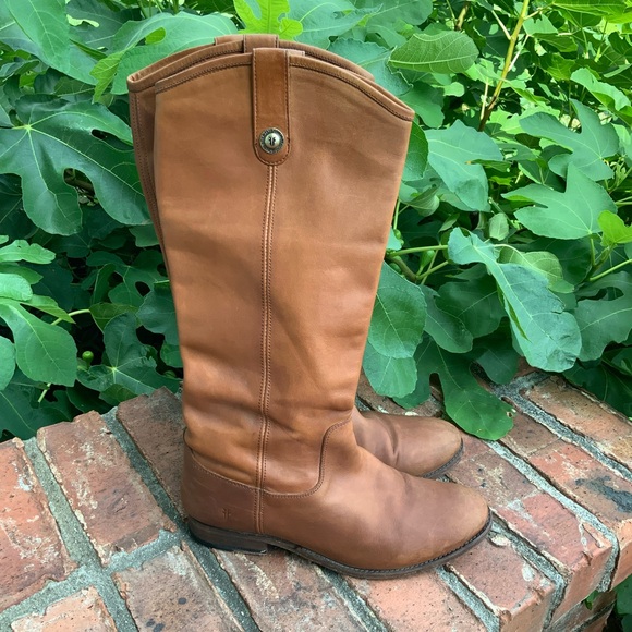 Frye Melissa Button Riding Tall Boots 3478813 Cognac Brown Leather Size 8B - Picture 1 of 13